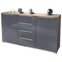 SIDEBOARD Linio Grau Hochglanz - Grau, Holzwerkstoff (138.5/75.5/35cm) - Vladon