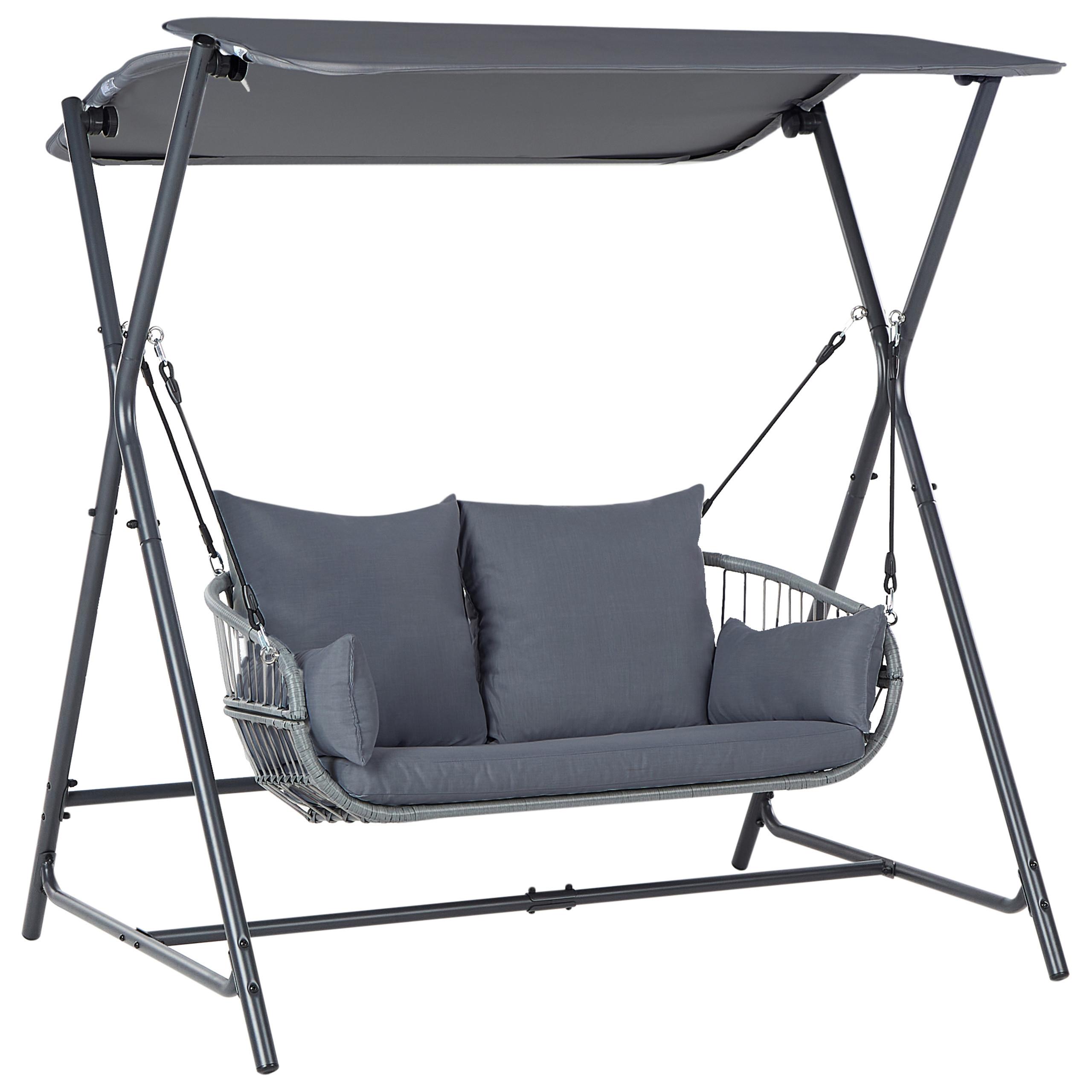 HOLLYWOODSCHAUKEL Grau Fiastra - Grau, Metall (170/202/140cm) - Beliani