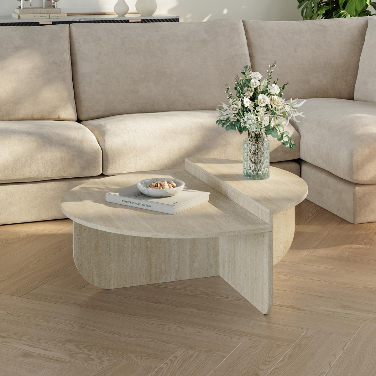 COUCHTISCH Tondesdaslo 90/90/35 cm - Beige, Holzwerkstoff (90/90/35cm) - [en.casa]