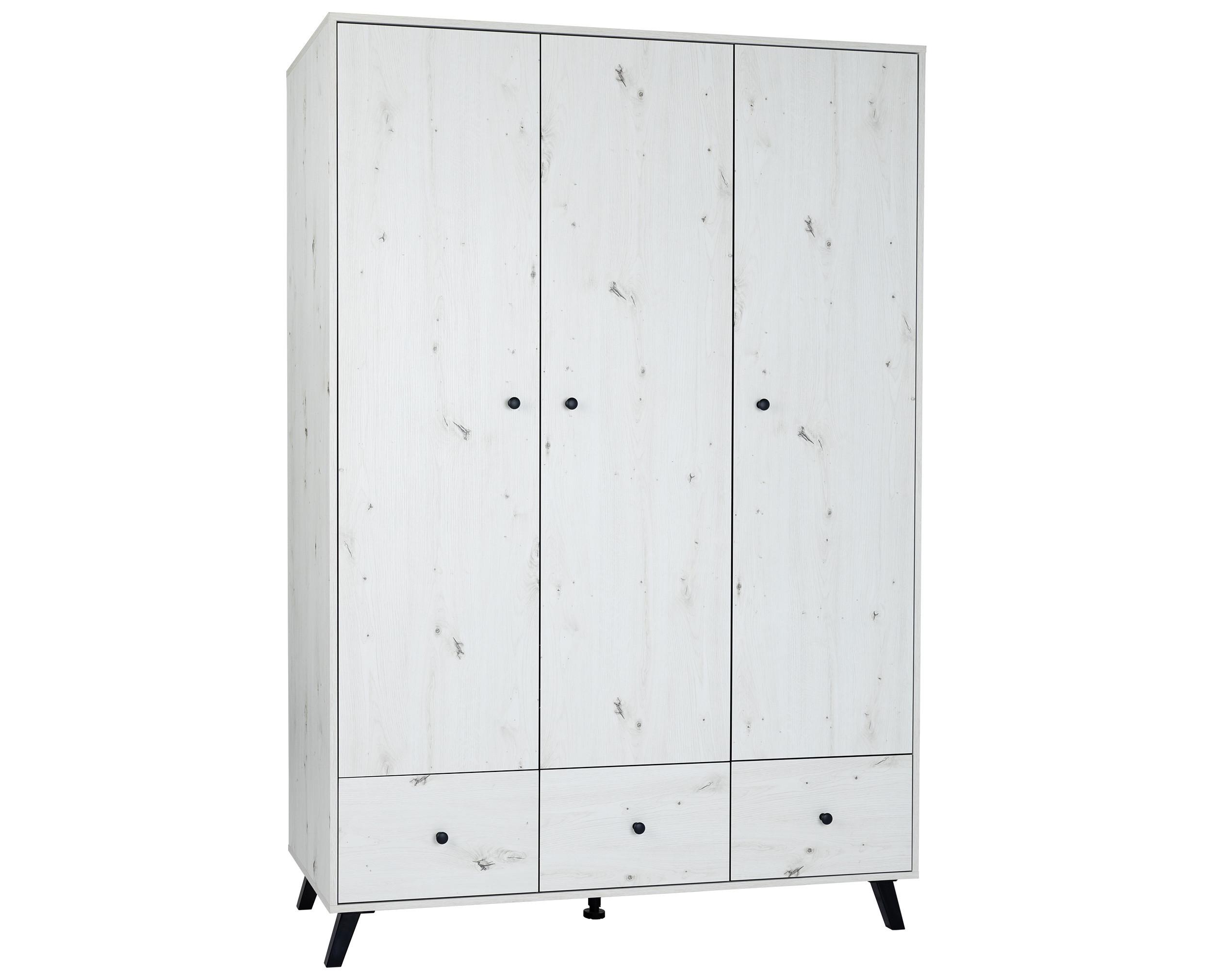 KLEIDERSCHRANK Lavea Landhausstil 130/191/51 cm White Oak - Schwarz/Weiß, Holzwerkstoff/Metall (130/191/51cm) - arthur berndt