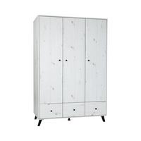 KLEIDERSCHRANK Lavea Landhausstil 130/191/51 cm White Oak - Schwarz/Weiß, Holzwerkstoff/Metall (130/191/51cm) - arthur berndt