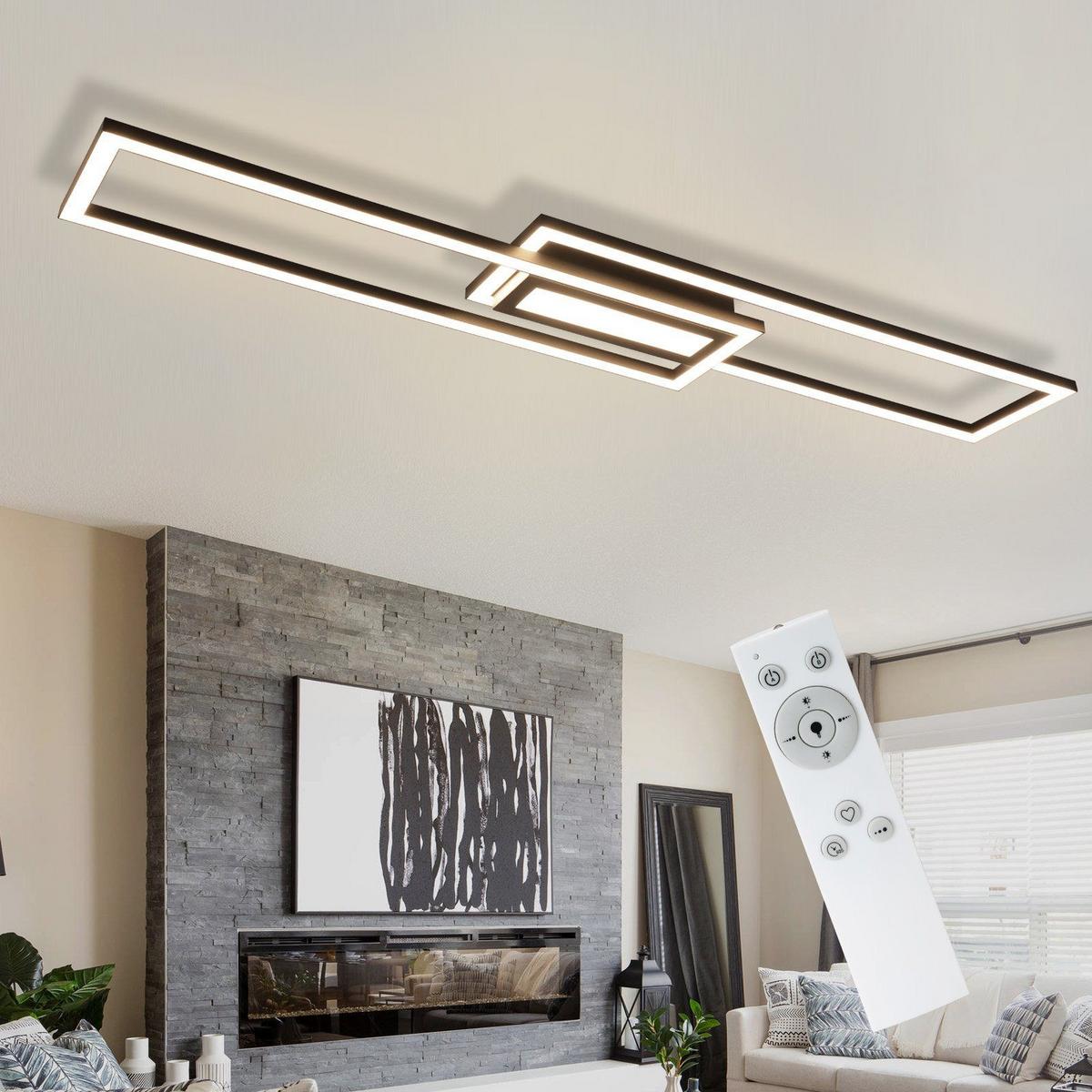 LED-DECKENLEUCHTE Falkenfluch Schwarz Metall 95/17.2/5 cm - Schwarz, Metall (95/17.2/5cm) - ZMH