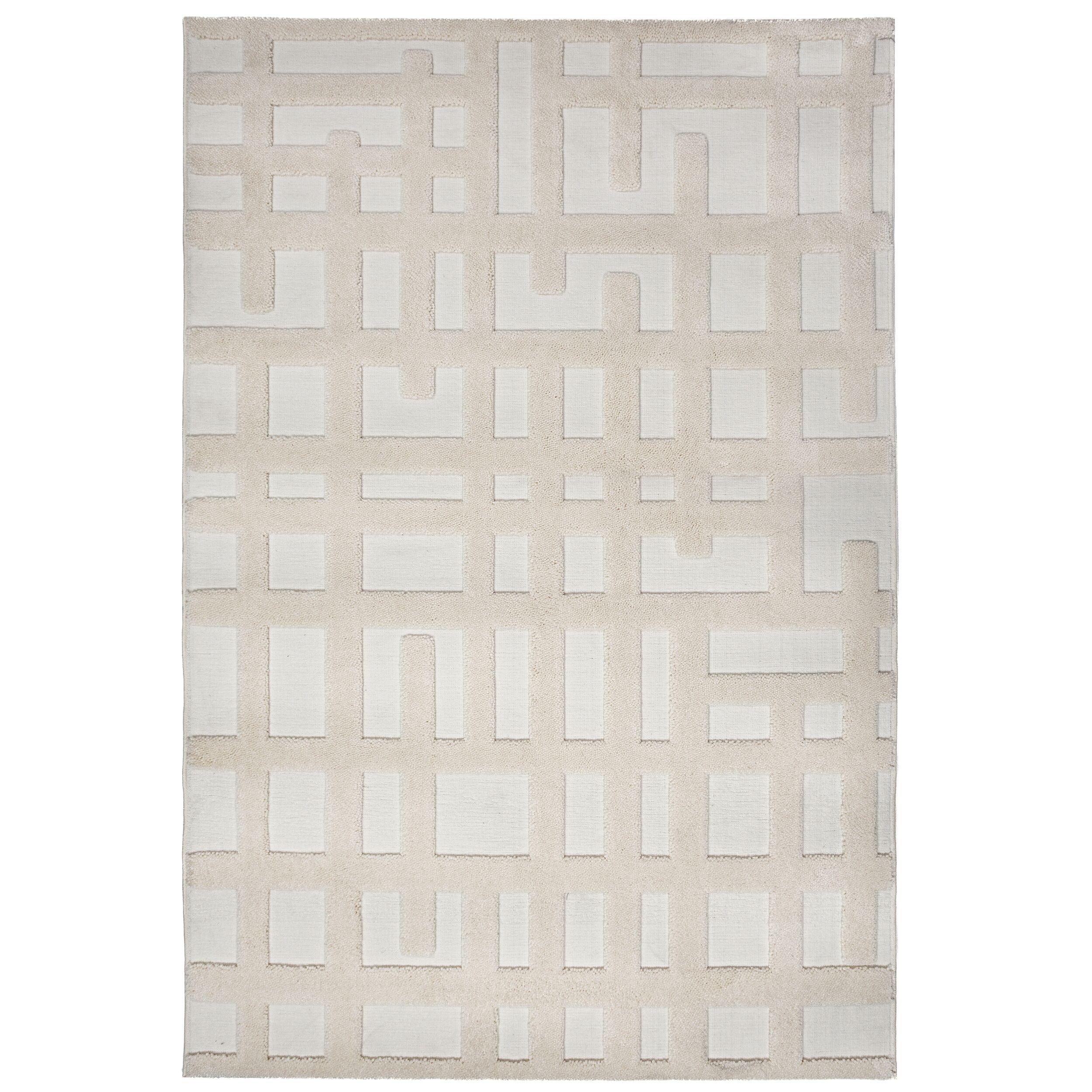 HOCHFLORTEPPICH FORSS, Labyrinth-Relief, Creme, 200 x 300 cm - Beige, Textil (200/300cm) - KADIMA DESIGN