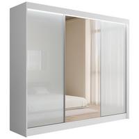 KLEIDERSCHRANK VESLI mit LED - 250 cm - Weiß - Weiß, Holzwerkstoff (250/215/61cm) - ALTDECOR