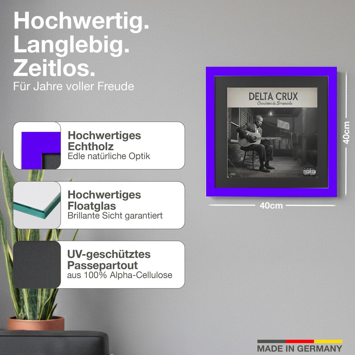 SCHALLPLATTEN BILDERRAHMEN 40/40 2er Set - Lila, Holz (40/40cm) - K-Möbel