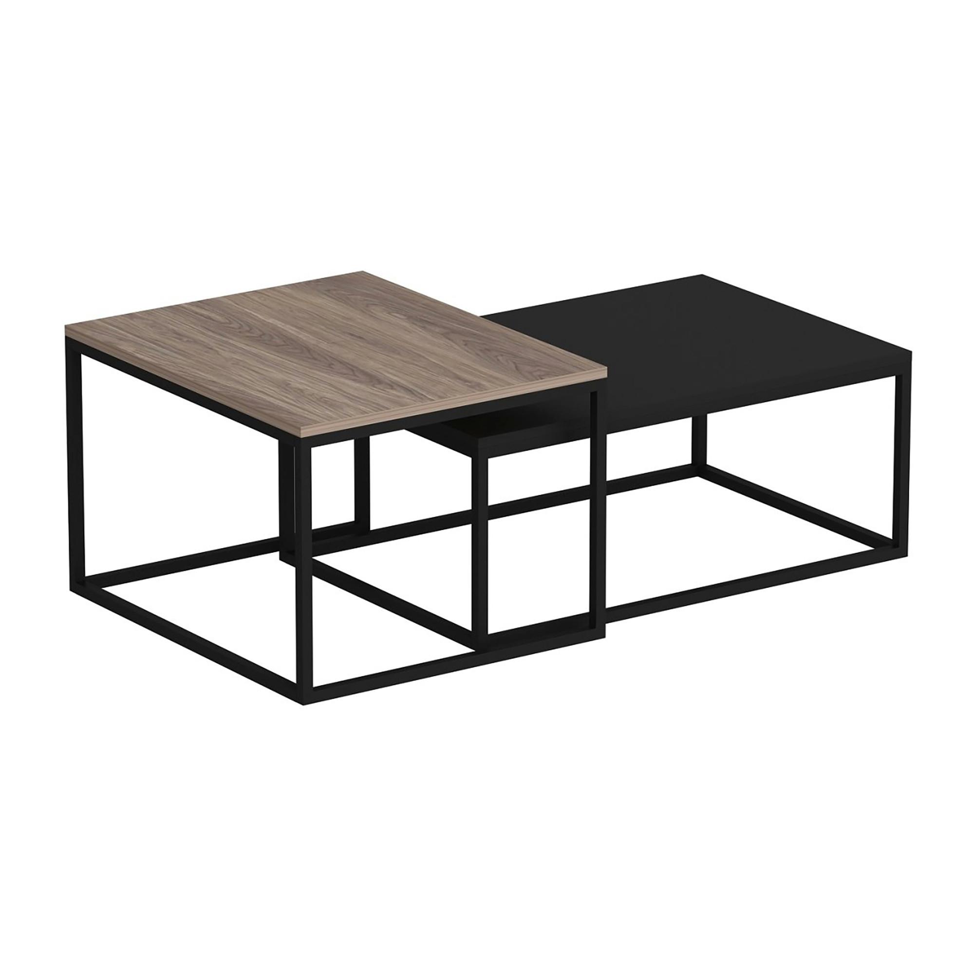 SATZTISCH Aabenraa 60/45/47 - Eichefarben, Metall (45/60/47cm) - [en.casa]