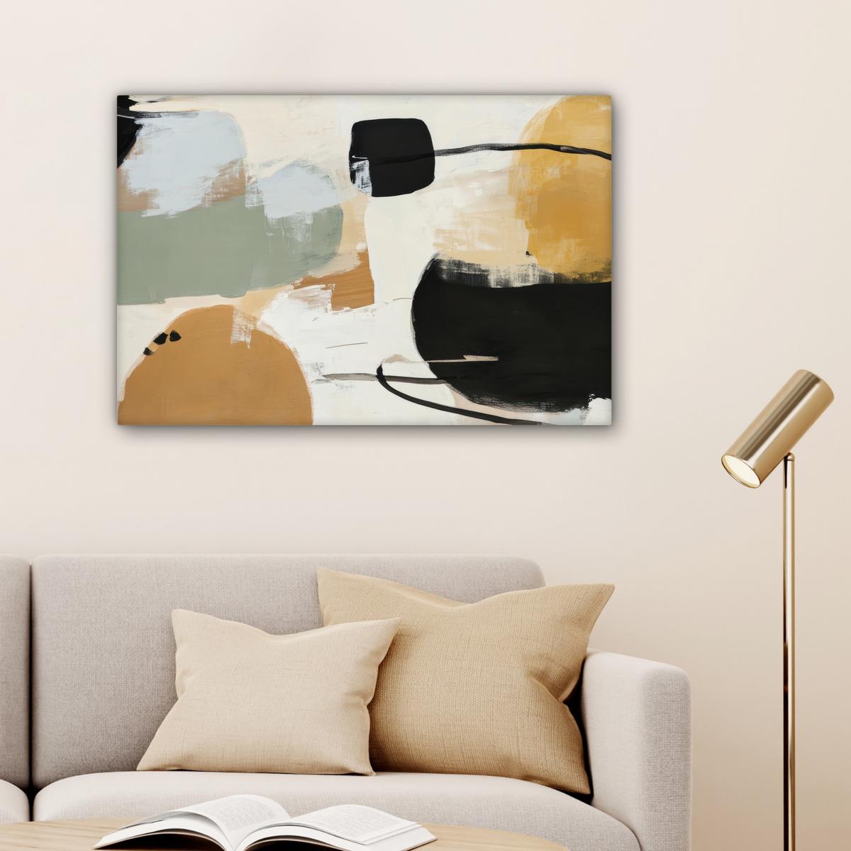 LEINWANDBILD Farbe - Abstrakt - Farben Wanddeko 90x60 cm - Currygelb, Textil (90/60cm) - MuchoWow