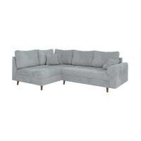 ECKSOFA Sigurd Hellgrau Chenille - Ottomane links - Hellgrau/Braun, Holz/Textil (231/161cm) - S-Style Möbel