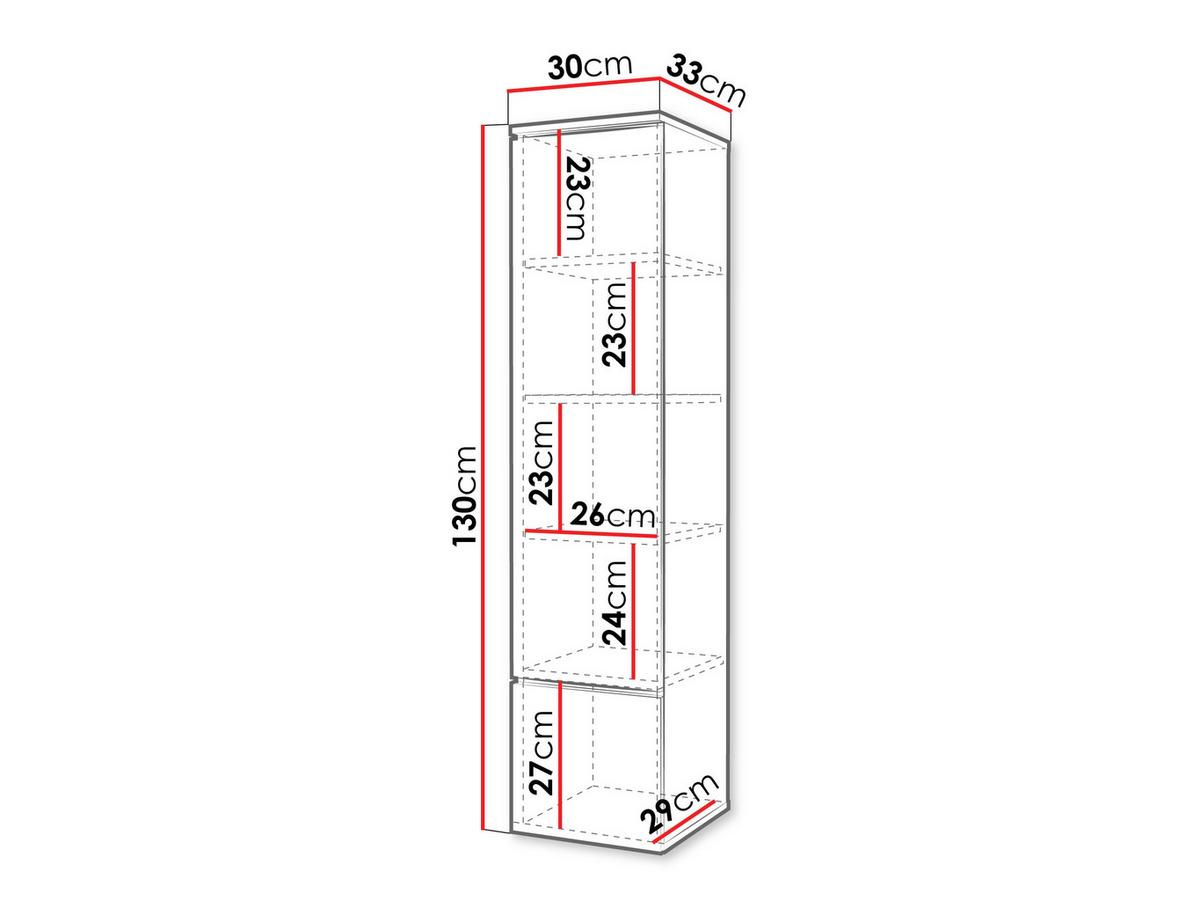 HÄNGEVITRINE Vera 001 mit LED Beleuchtung - Graphitfarben/Alufarben, Holzwerkstoff/Kunststoff (30/130/33cm) - MIRJAN24
