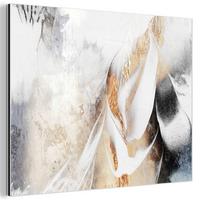 METALLBILD Luxus - Abstrakt - Gold - Weiß 40x30 cm - Goldfarben, Metall (40/30cm) - MuchoWow