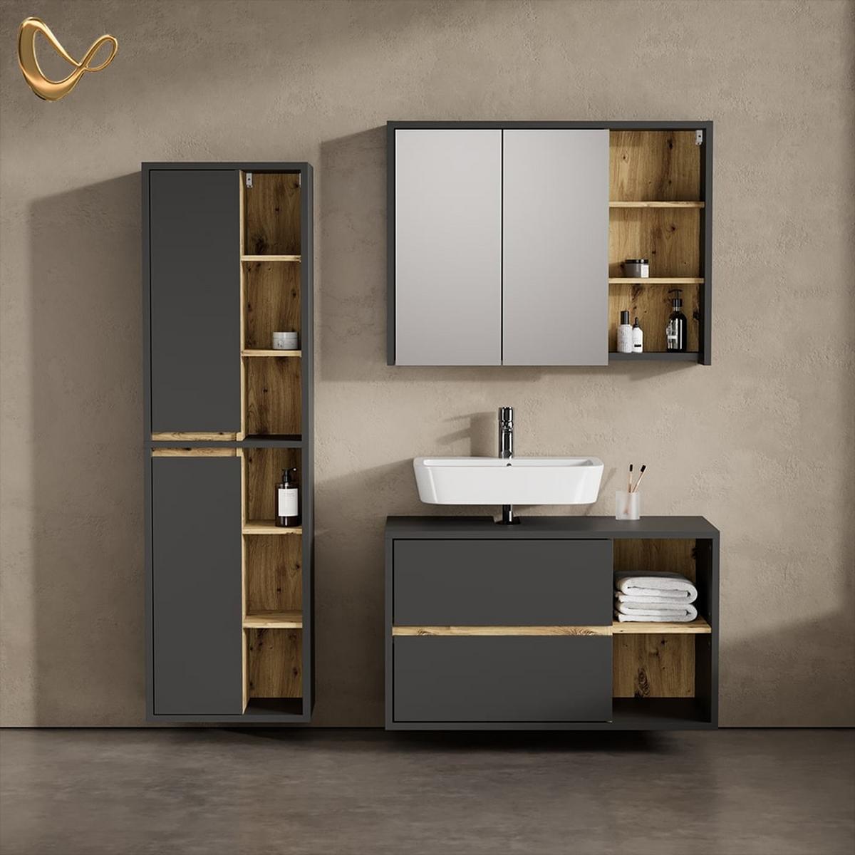 WASCHBECKENUNTERSCHRANK Vomano Anthrazit 100 x 60 cm - Anthrazit, Holzwerkstoff (100/60/45.5cm) - Livinity®