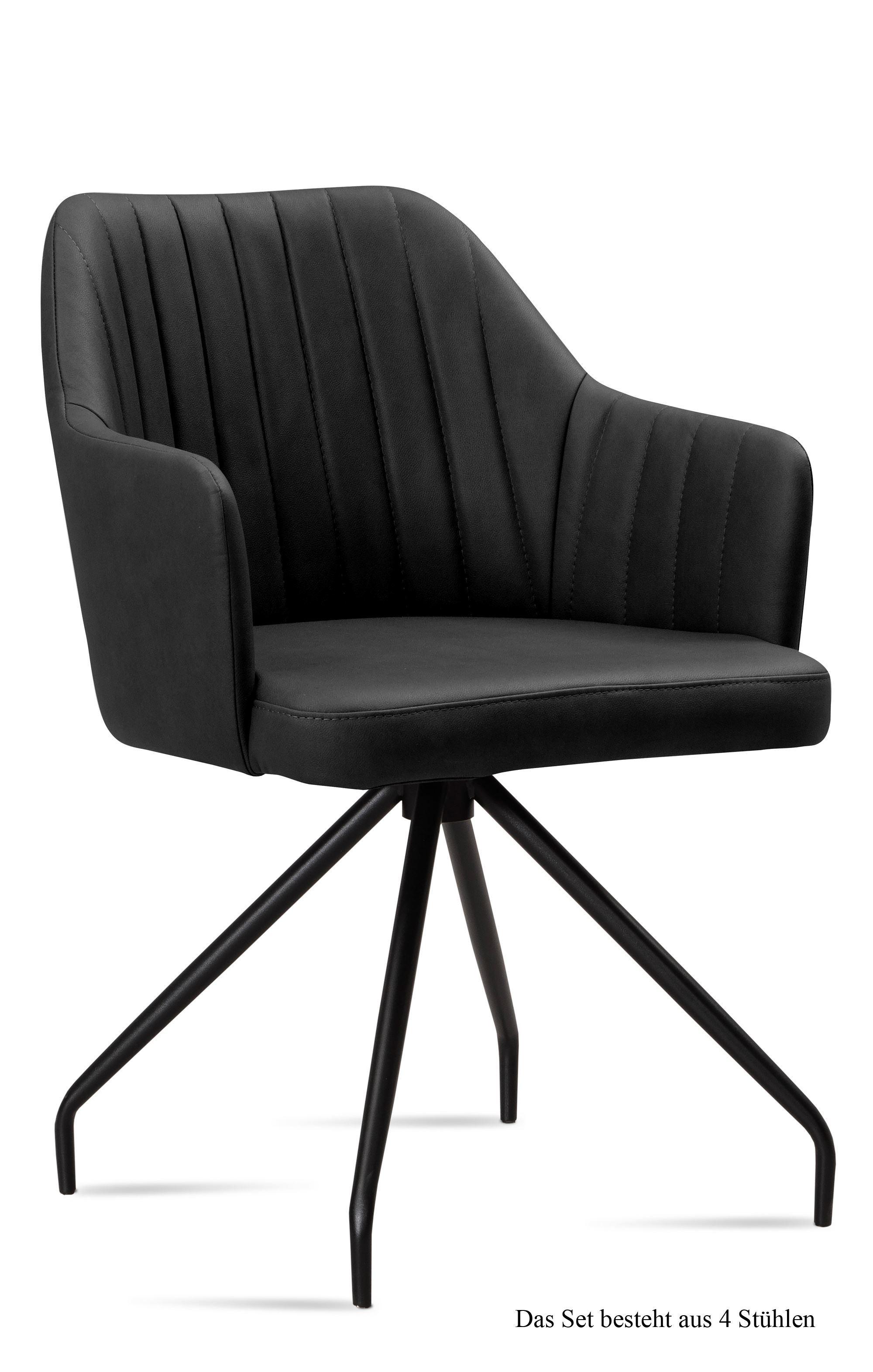 ARMLEHNSTUHL (4er-Set) Dinara 58x81x60 Schwarz/Anthrazit - Anthrazit/Schwarz, Kunststoff (60/81/58cm) - 58aufmkessel