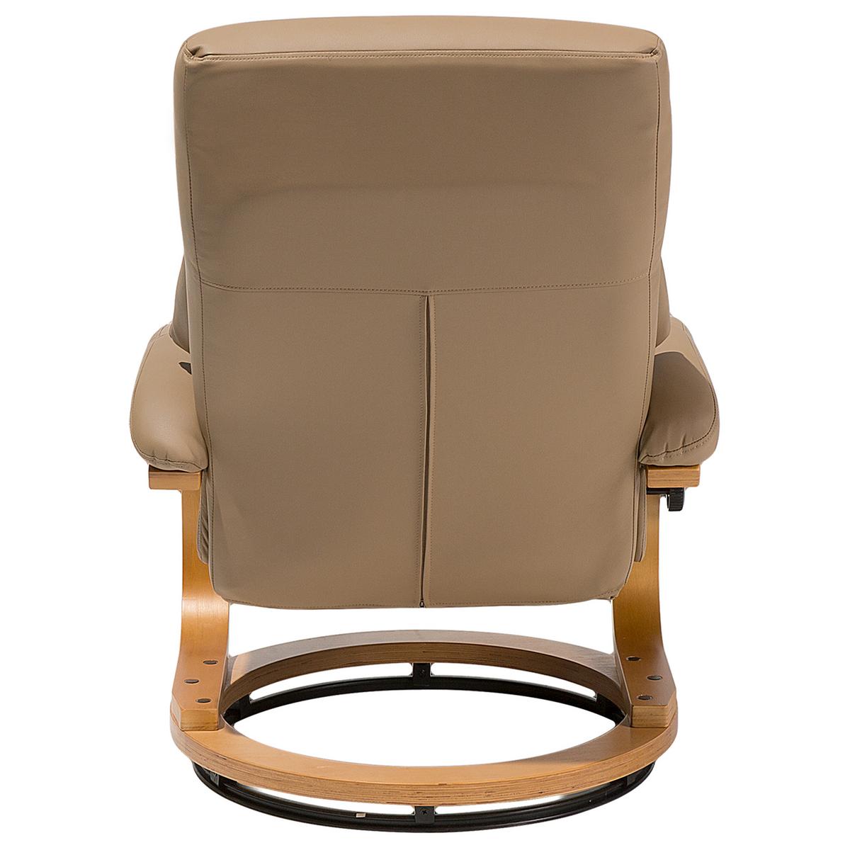MASSAGESESSEL mit Fußhocker Kunstleder Beige Force - Beige, Holz/Textil (55/100/80cm) - Beliani