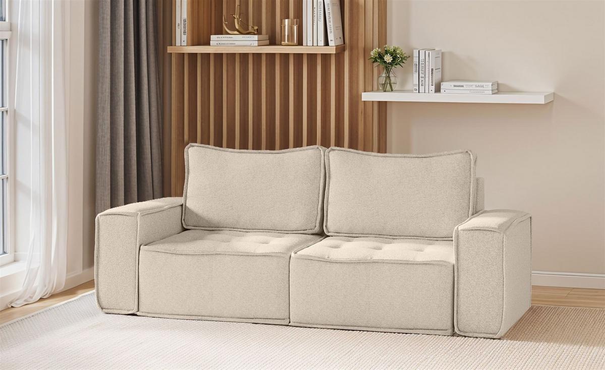 SOFA Sande In Raven - Creme, Holzwerkstoff/Textil (212/85/90cm) - Fun Möbel