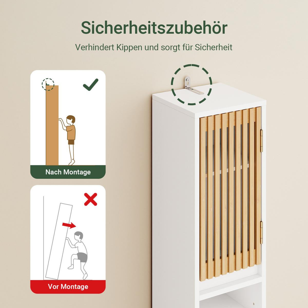 HOCHSCHRANK aus Holz, Schmal Weiß, 20x20x180cm - Weiß/Naturfarben, Holzwerkstoff (20/180/20cm) - SoBuy