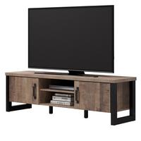 TV-LOWBOARD Eiche Tabak, schwarz 166 x 50 cm, TV-Unterteil mit 6 Fächern - Eichefarben/Schwarz, Holzwerkstoff/Kunststoff (166/50/45cm) - Top.Furn