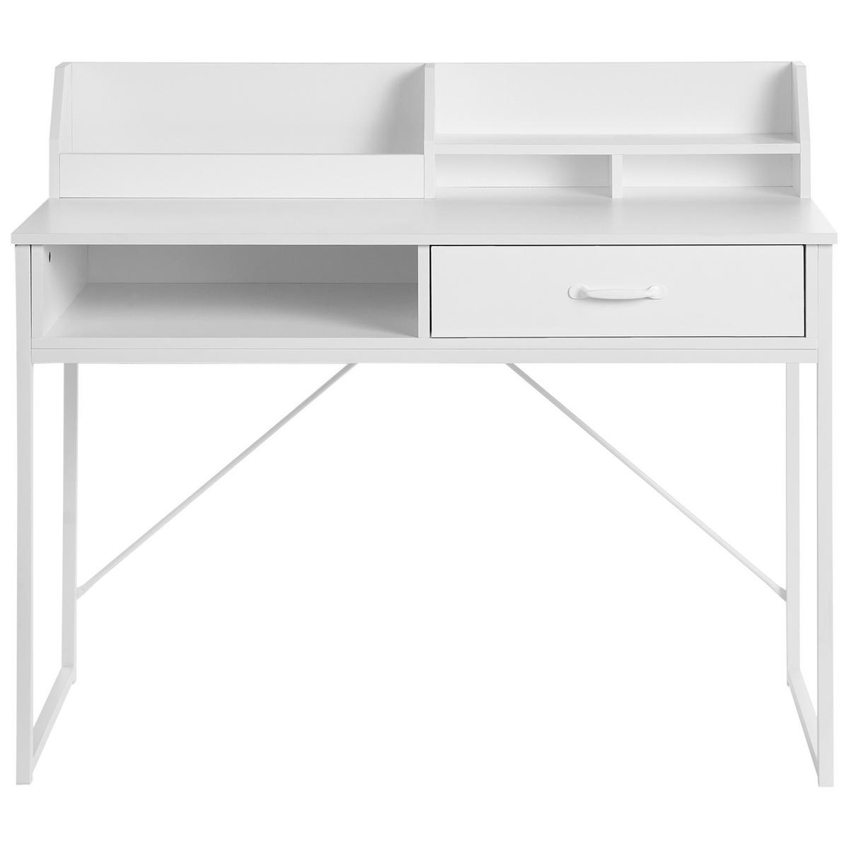 SCHREIBTISCH 110/50 cm Weiß Zyra - Weiß, Holzwerkstoff/Metall (50/110/95cm) - Beliani