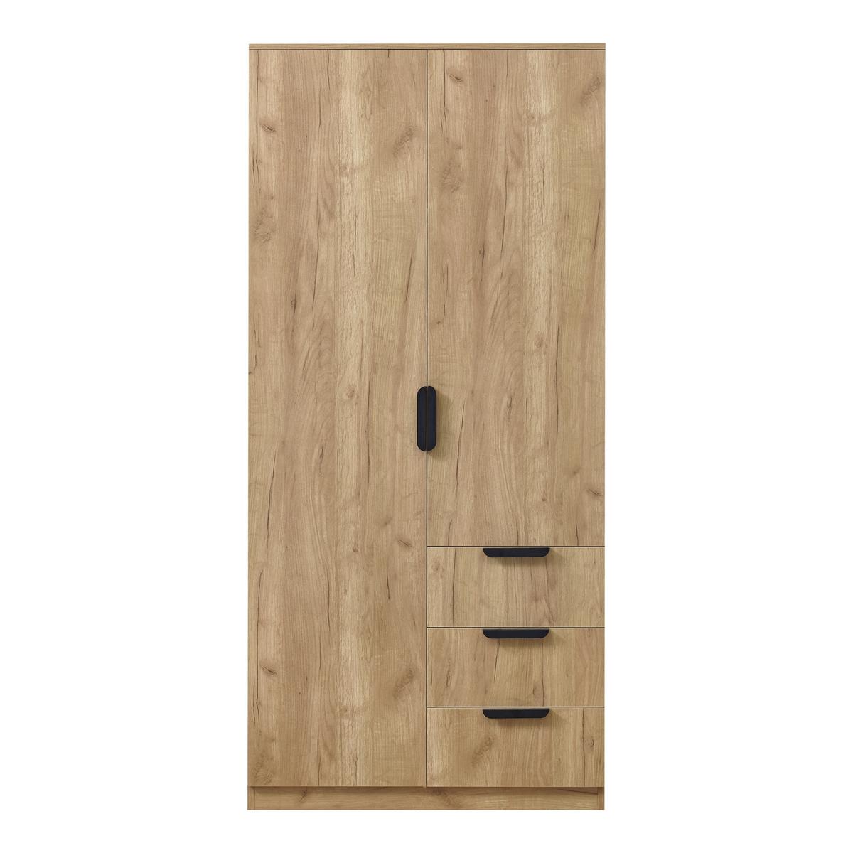 KLEIDERSCHRANK Eiselfing - Eichefarben, Holzwerkstoff (80/176/52cm) - [en.casa]
