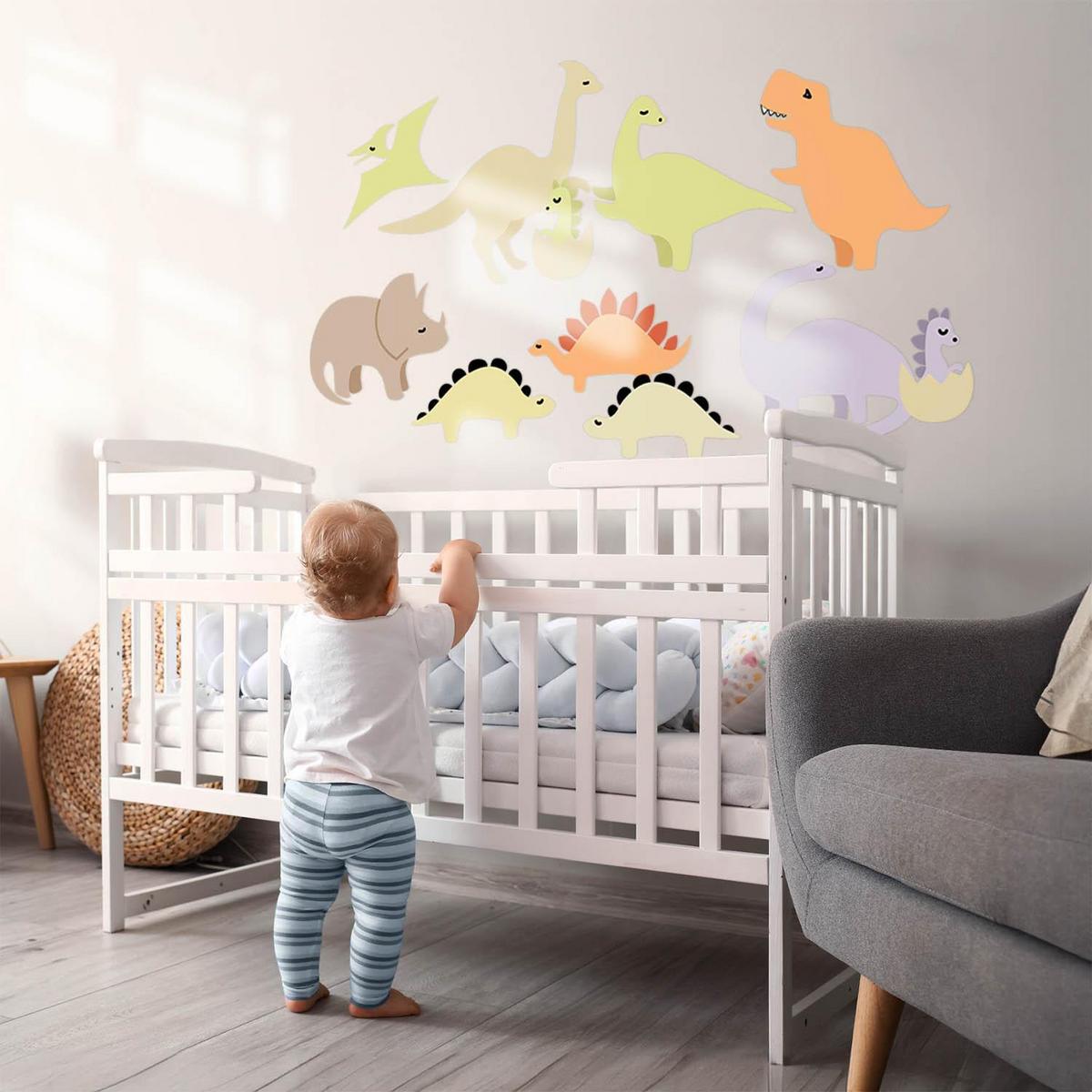 WANDAUFKLEBER 100x141cm - Niedliche pastellfarbene Dinosaurier - Multicolor, Kunststoff (100/141/0.1cm) - Wallfluent