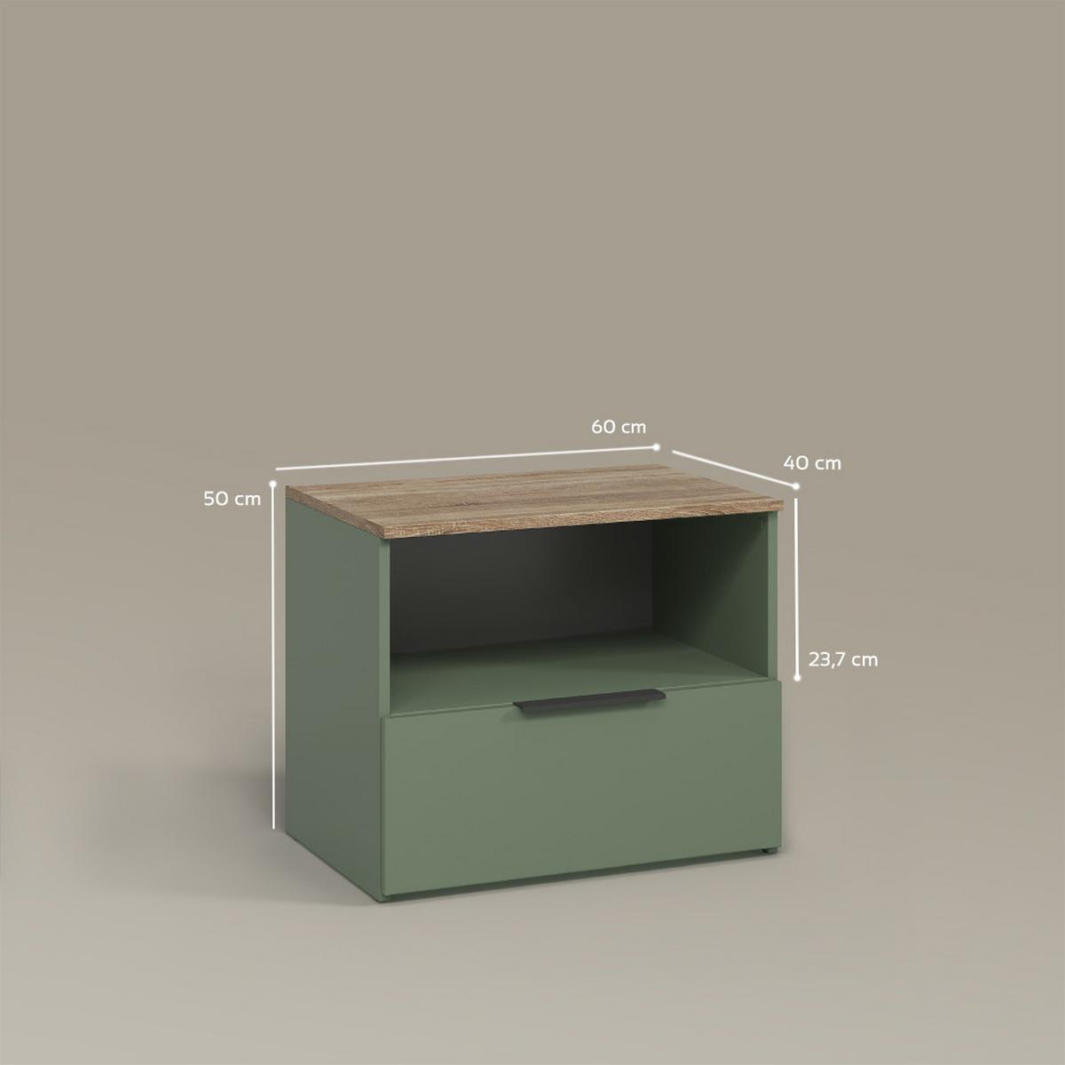KOMMODE Piave Grün mit klappe - Grün, Holzwerkstoff (60/50/40cm) - Livinity®