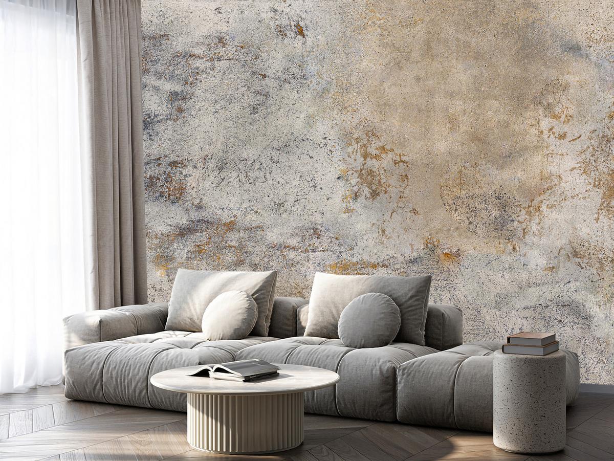 FOTOTAPETE für Wohnzimmer Grau Rost Beton Abstraktion 450x315 - Beige/Orange, Papier (450/315cm) - Muralo