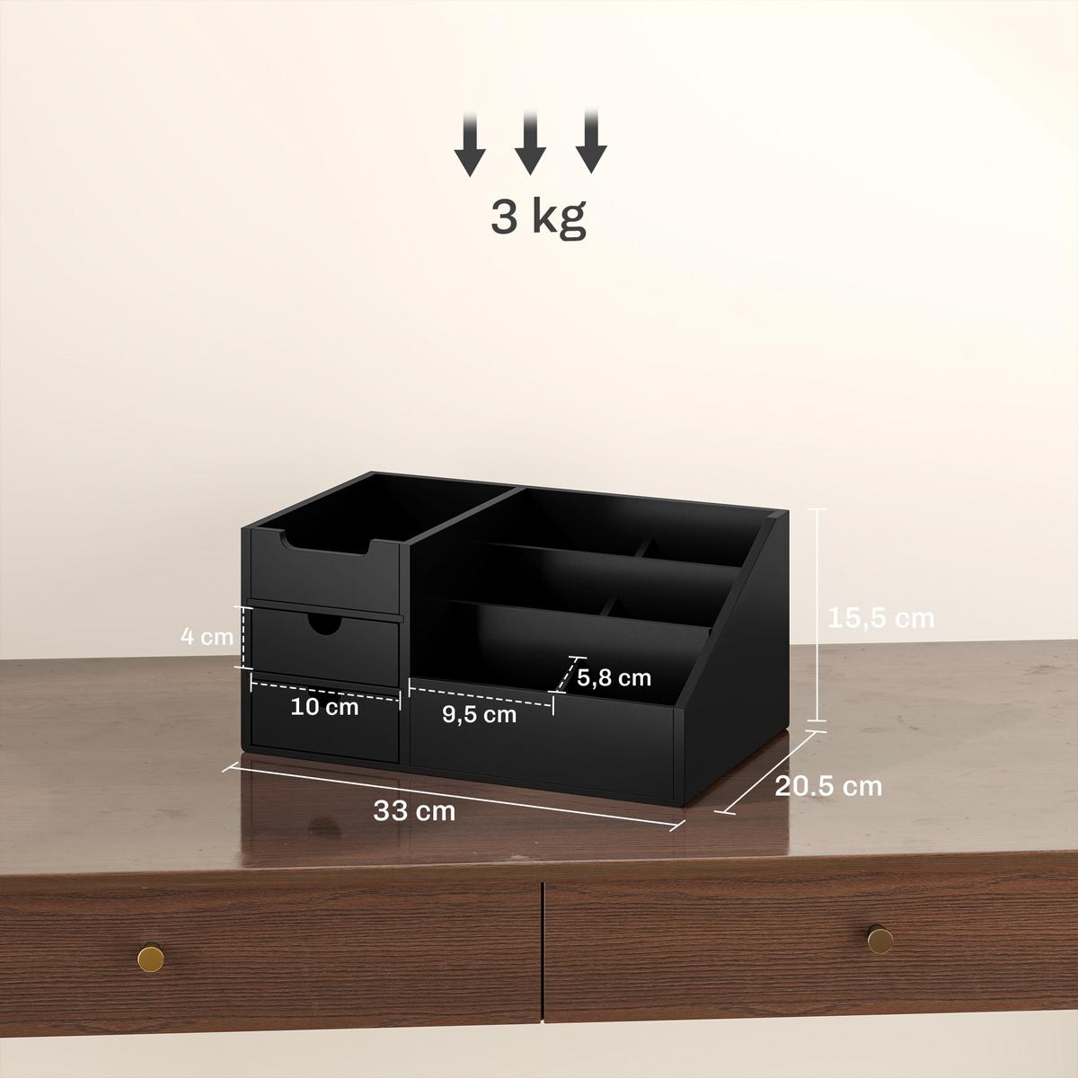 SCHREIBTISCHORGANIZER Bambus Schwarz - Schwarz, Holz (20.5/33/15.5cm) - HOMCOM