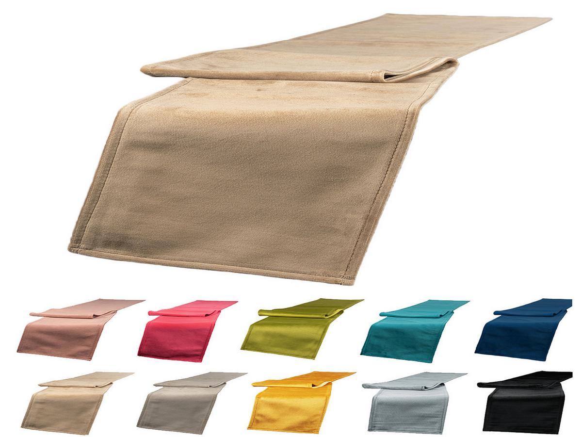 TISCHLÄUFER Samt&Sonders braun-beige 140/40 cm - Beige, Textil (40/140cm) - beties Heimtextil