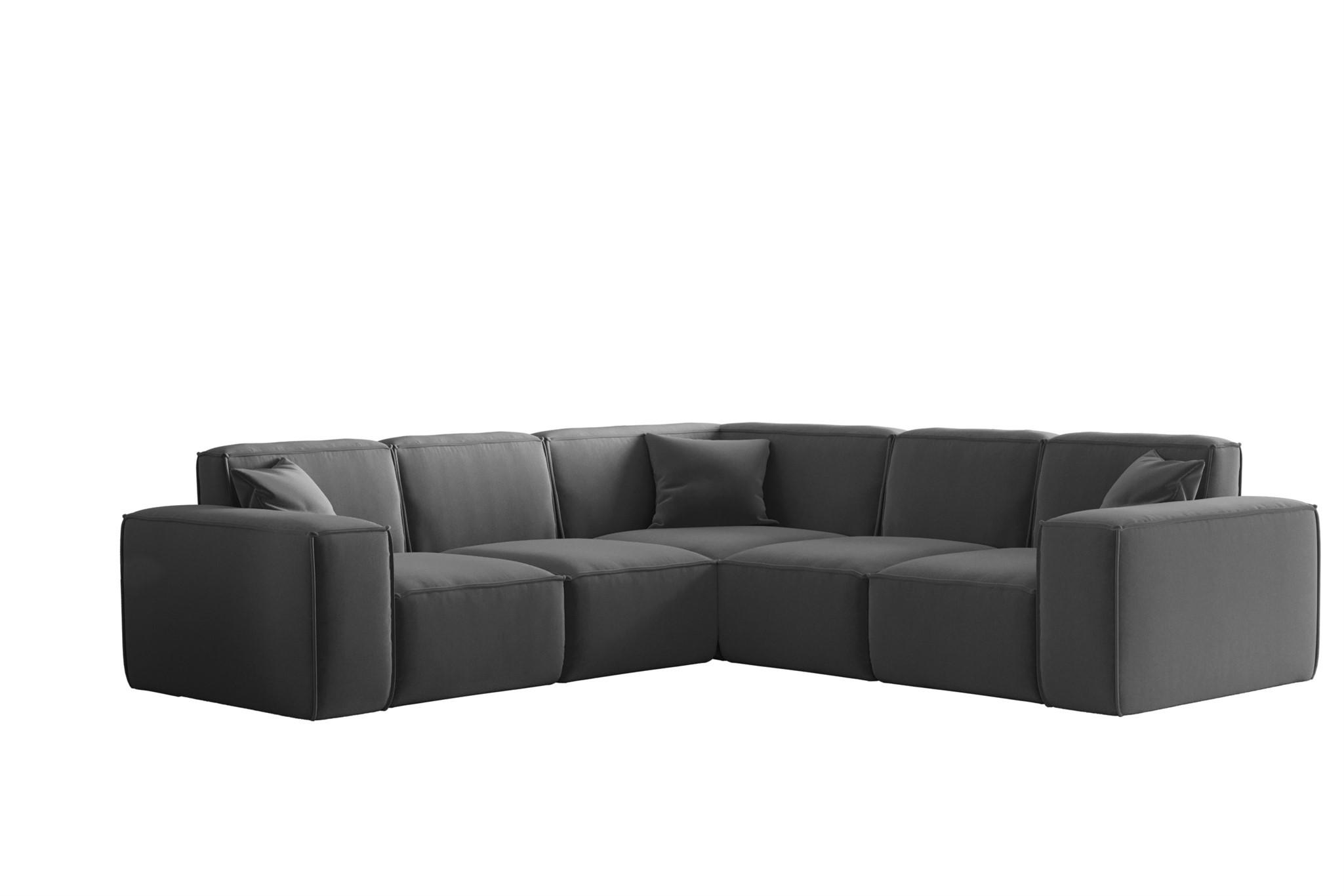 ECKSOFA Univ Celes Premium Opera Velvet - Dunkelgrau, Holzwerkstoff/Textil (246/246cm) - Fun Möbel