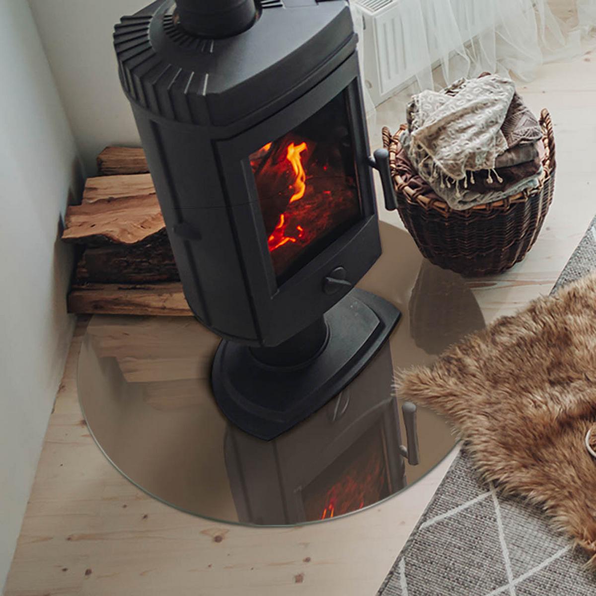 GLASPLATTE für Kamin Ø 70 cm - Braun, Glas (70/70/0.4cm) - TULUP