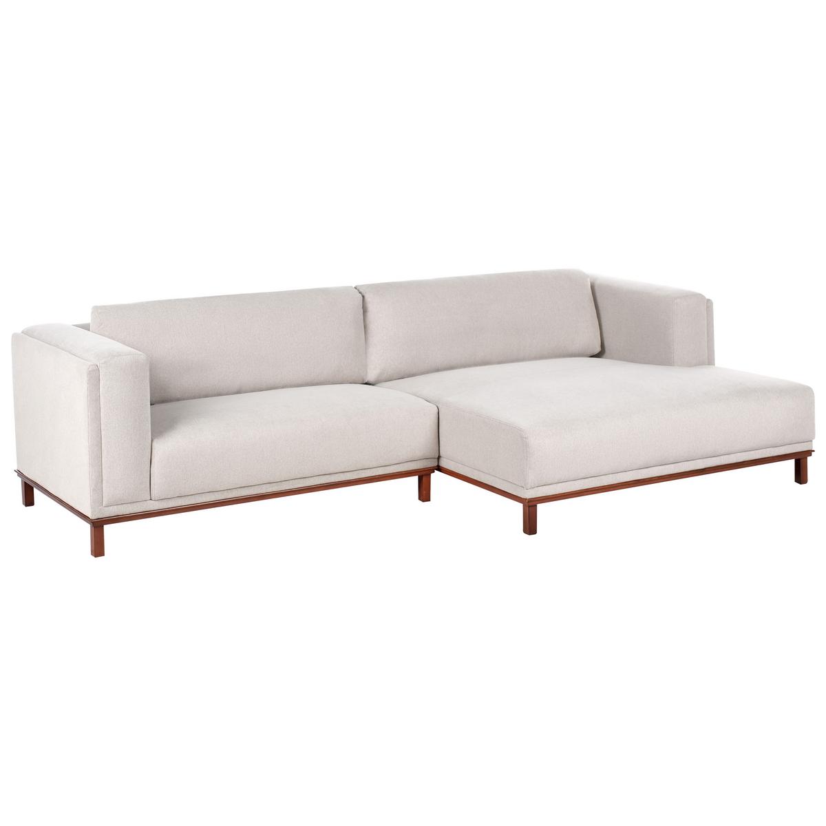 ECKSOFA 4-Sitzer Stoff Hellbeige linksseitig Veng - Hellbraun/Beige, Textil (310/155cm) - Beliani