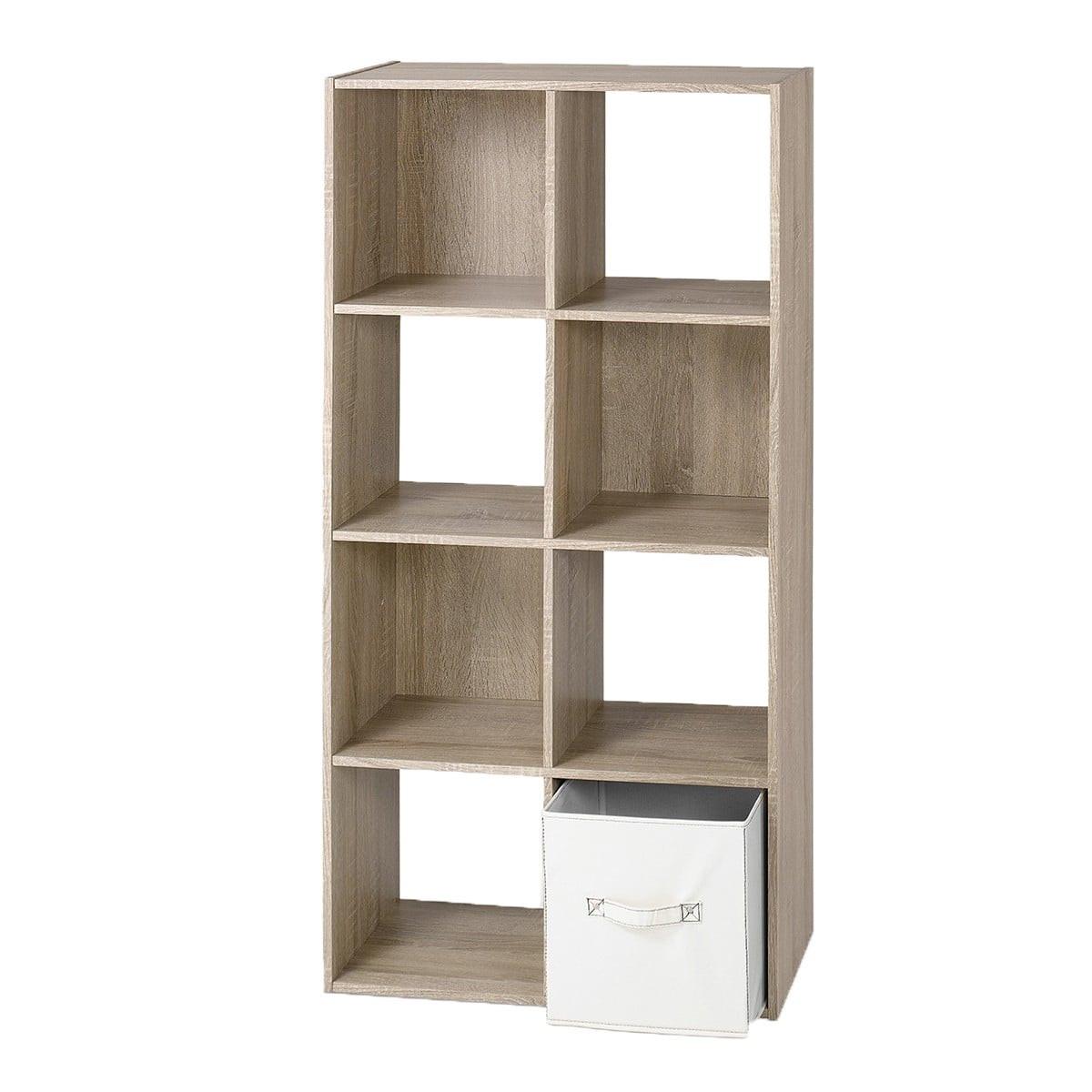 REGAL zur Aufbewahrung mit 8 Fächern - L62 x H123 cm - Eschefarben, Holzwerkstoff (62/123/29.5cm) - Calicosy