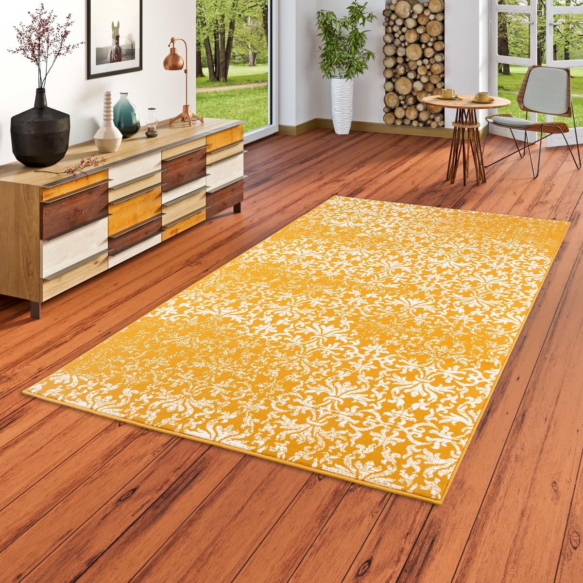 DESIGNER KURZFLOR TEPPICH MODERNE MUSTER - Gelb, Textil (140/200cm) - Pergamon