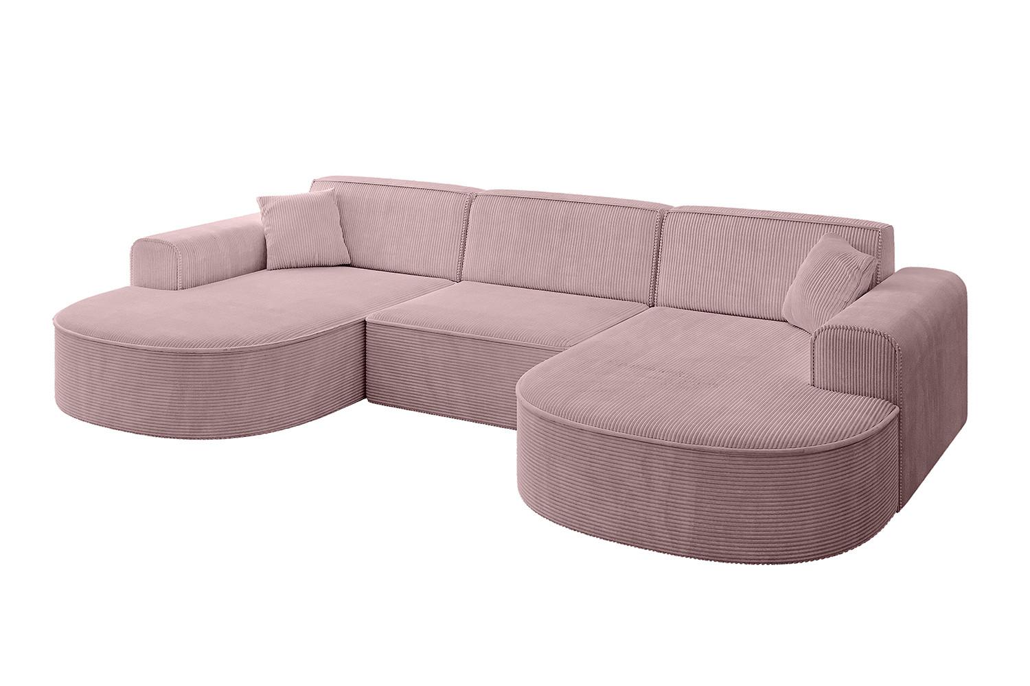WOHNLANDSCHAFT MARI-U1 - 303x171x79 cm Rosa Cord - Schwarz/Rosa, Holzwerkstoff/Kunststoff (303/79/171cm) - ALTDECOR