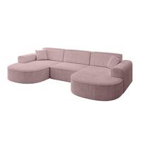 WOHNLANDSCHAFT MARI-U1 - 303x171x79 cm Rosa Cord - Schwarz/Rosa, Holzwerkstoff/Kunststoff (303/79/171cm) - ALTDECOR