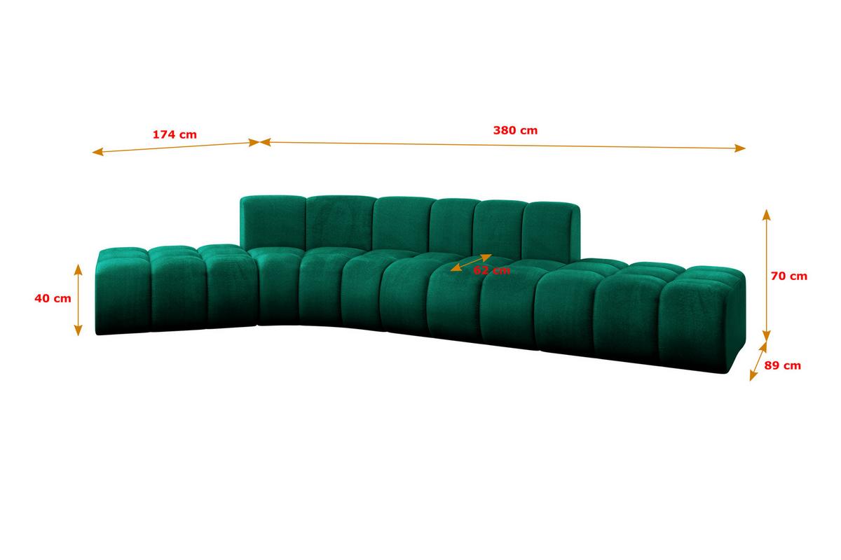ECKSOFA modulares Sofa Solven-L1 - 380x174x70 cm Grün - Dunkelgrün, Holzwerkstoff/Textil (380/174cm) - ALTDECOR