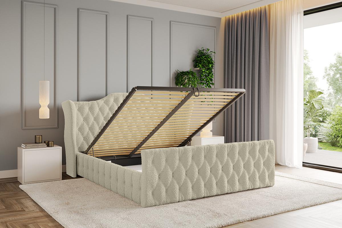 POLSTERBETT mit Bettkasten, Fußteil und Lattenrost, Boxbett mit Matratze H3/H4 - MODY-Z 120x200 Beige - Taupe, Holzwerkstoff/Textil (120/200cm) - ALTDECOR