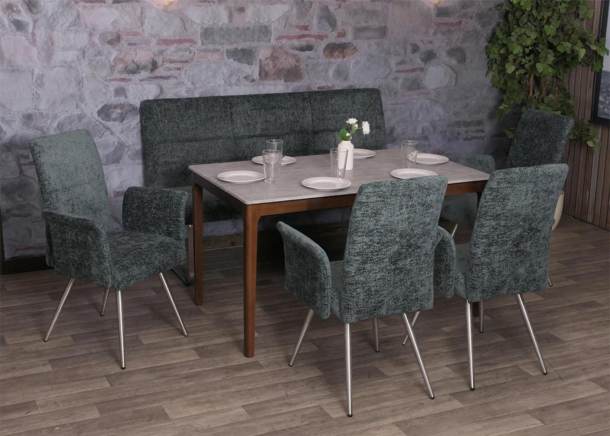 ESSZIMMER-SET Blau 5er-Set - Blau, Textil (160/100/65cm) - MCW