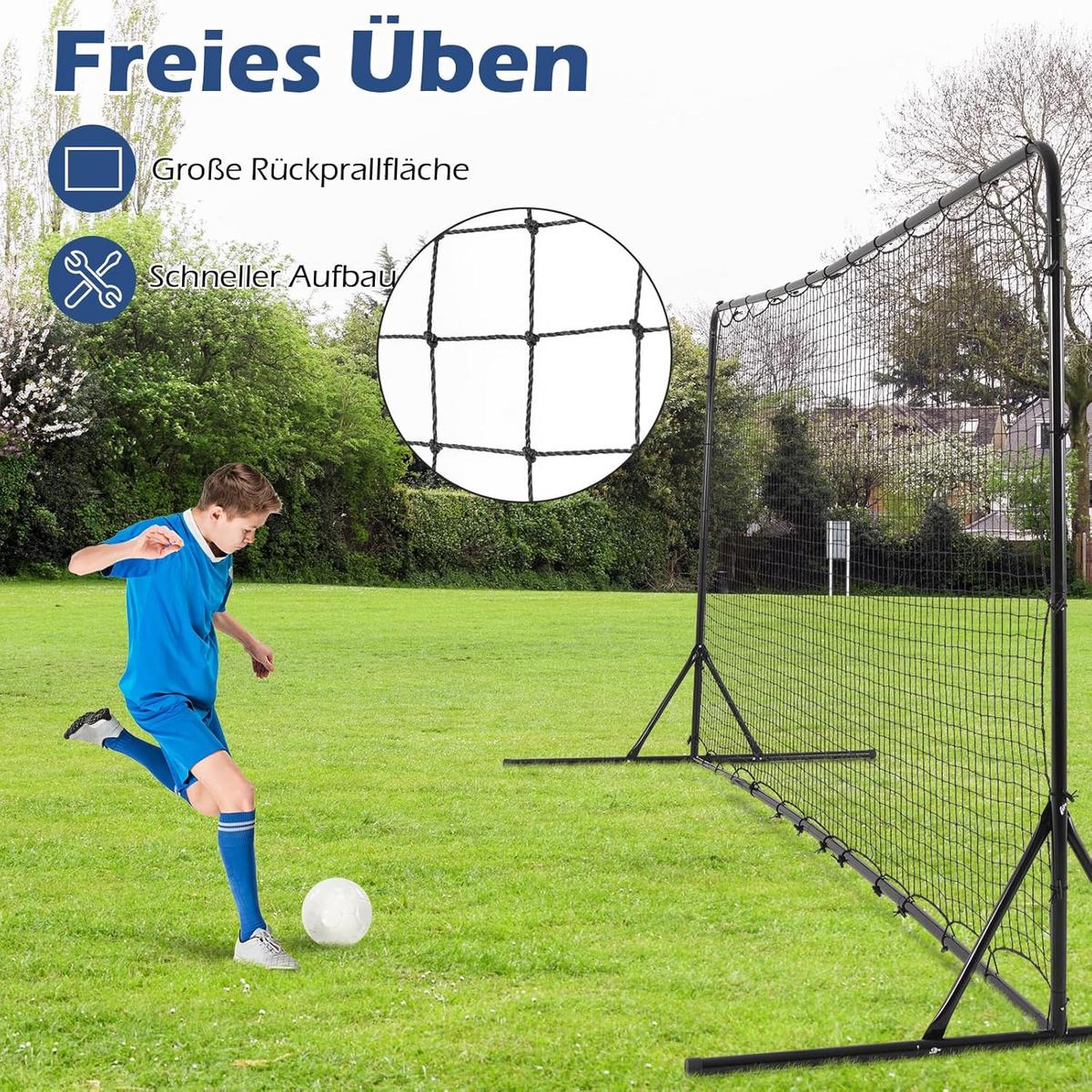 FUBBALLTOR Schwarz - Schwarz, Metall (373/183/151cm) - COSTWAY