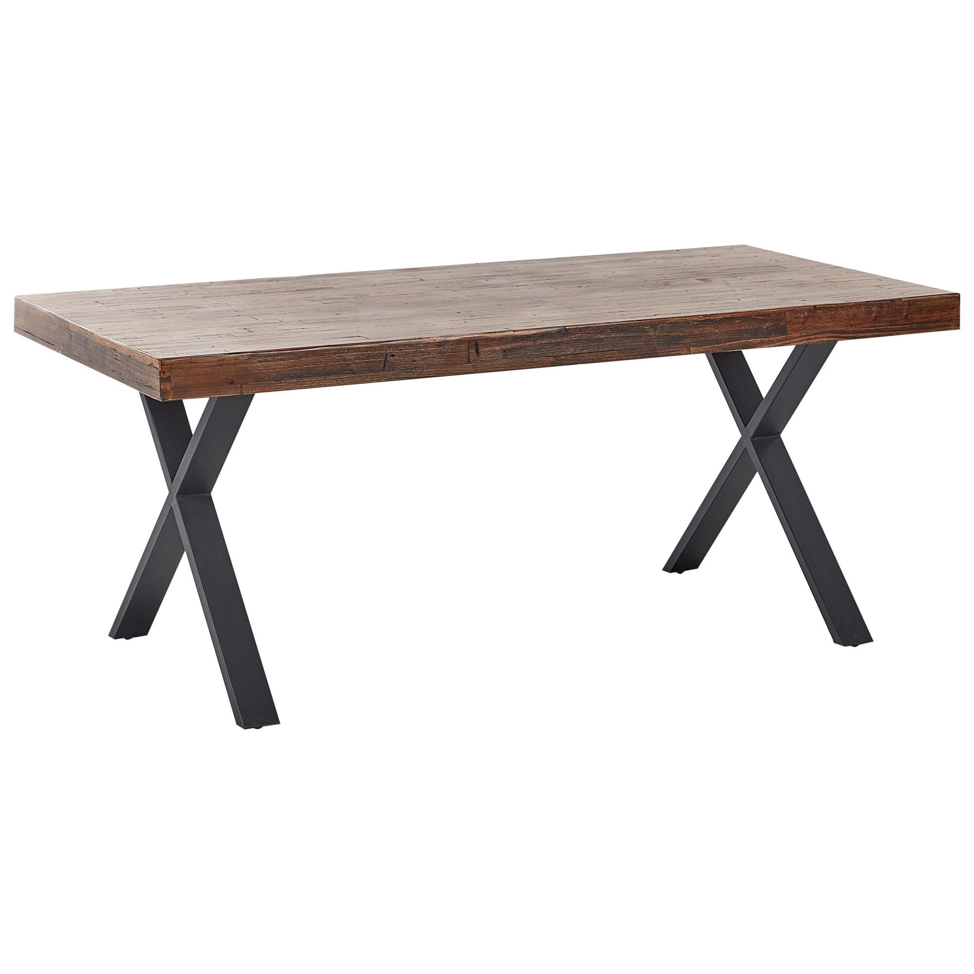 ESSTISCH 180/90 cm Dunkler Holzfarbton/Schwarz Clifton - Dunkelbraun/Schwarz, Holz (180/90/75cm) - Beliani
