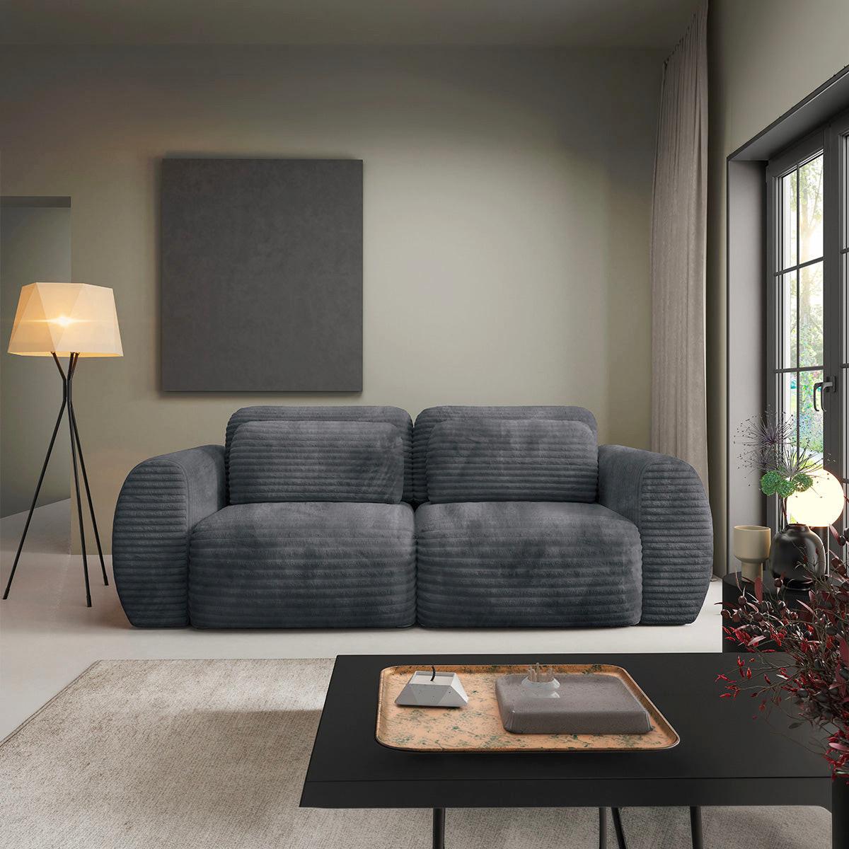 SOFA Camilla 3 Sitzplätze Dunkelgrau - Grau, Holz (266/95/121cm) - Petits-meubles