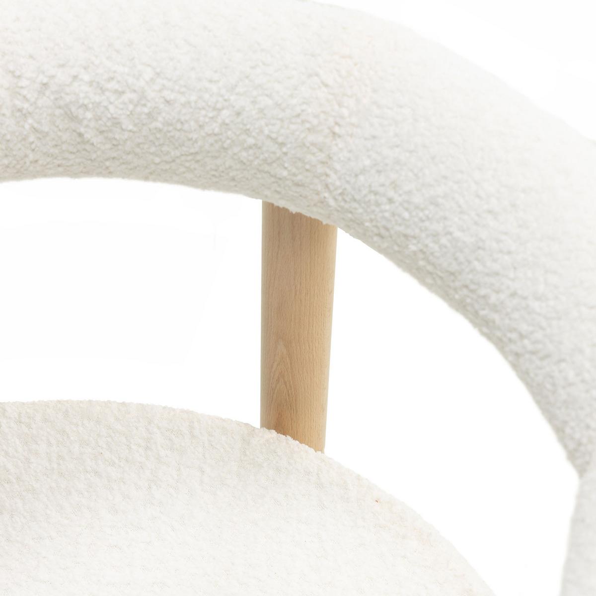 ESSZIMMERSTUHL MAYA 4er Set in Weiß Boucle mit massivem Buchenholzgestell 62/56/78 cm - Hellbraun/Weiß, Holz/Textil (61/74/57.5cm) - WFL GROUP