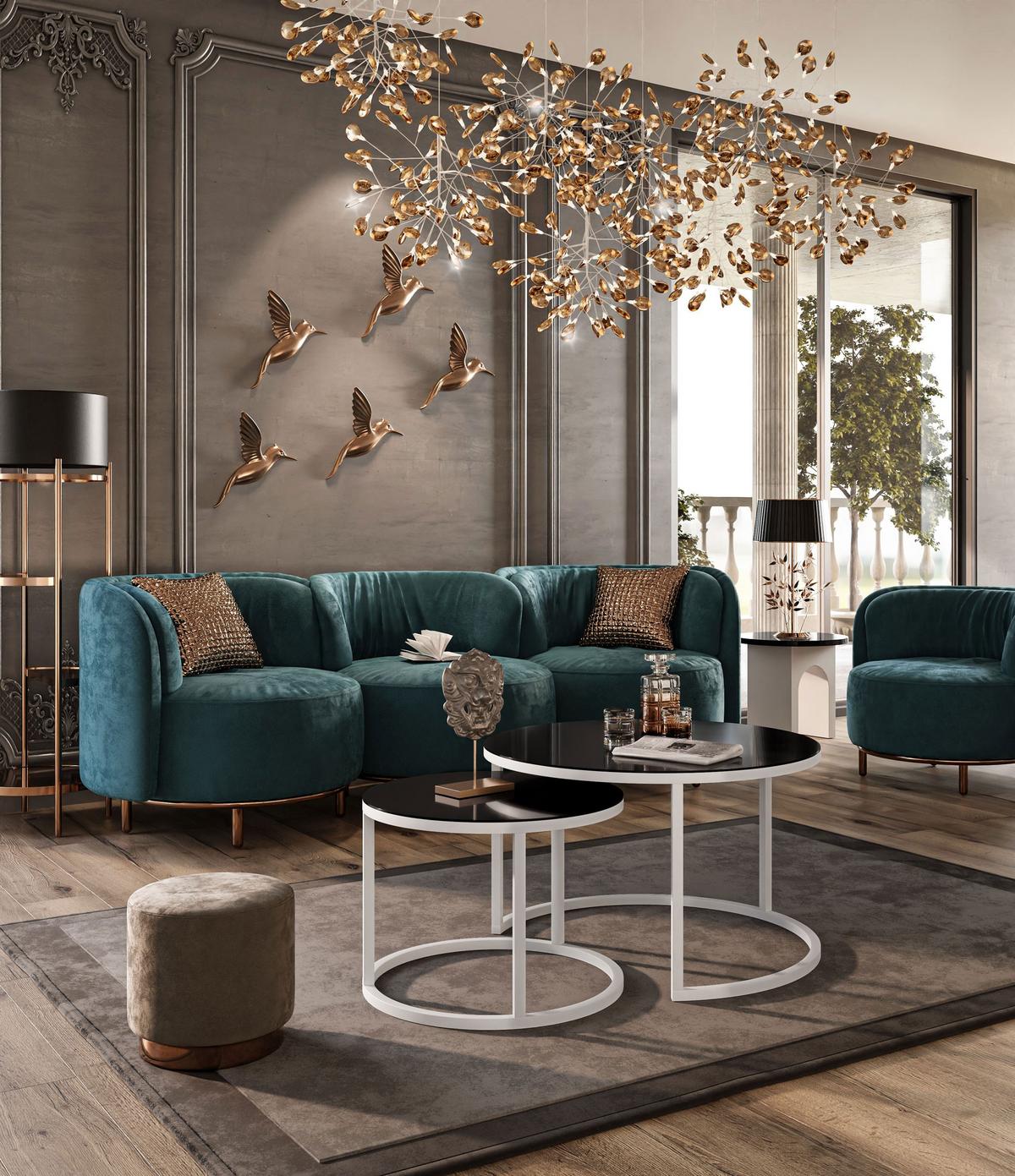 COUCHTISCH 2-in-1 CIRI GLASS mit schwarzer und weißer Struktur - Schwarz/Weiß, Holzwerkstoff (70/70/47cm) - Lookway
