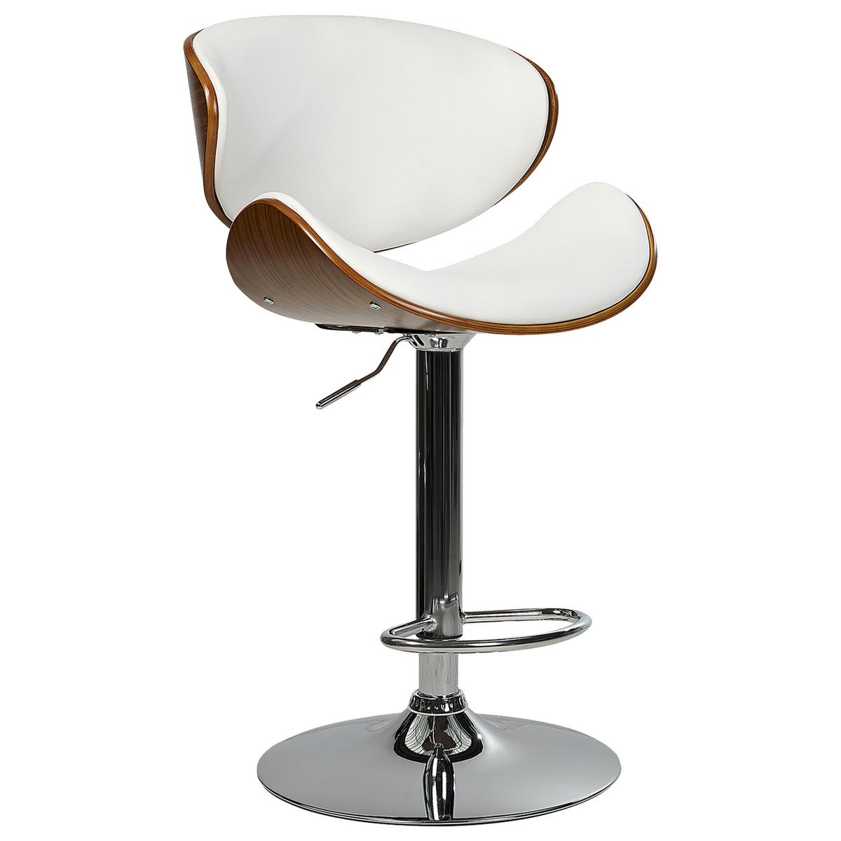 BARSTUHL 2er-Set Kunstleder drehbar Weiß Rotterdam - Weiß, Kunststoff (52/93/45cm) - Beliani