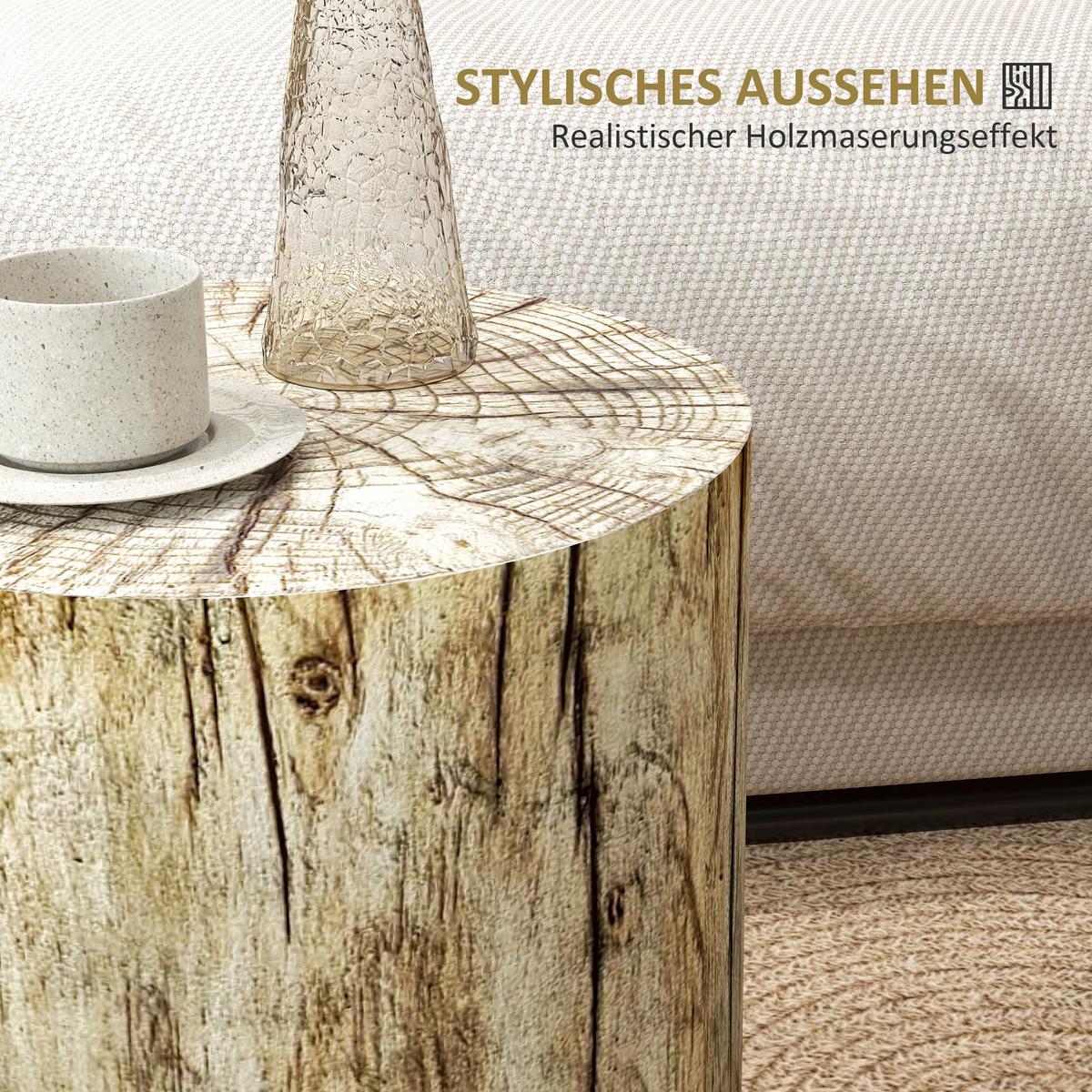 BEISTELLTISCH, Beton, Naturholz - Naturfarben, Kunststoff (37/37/43cm) - HOMCOM