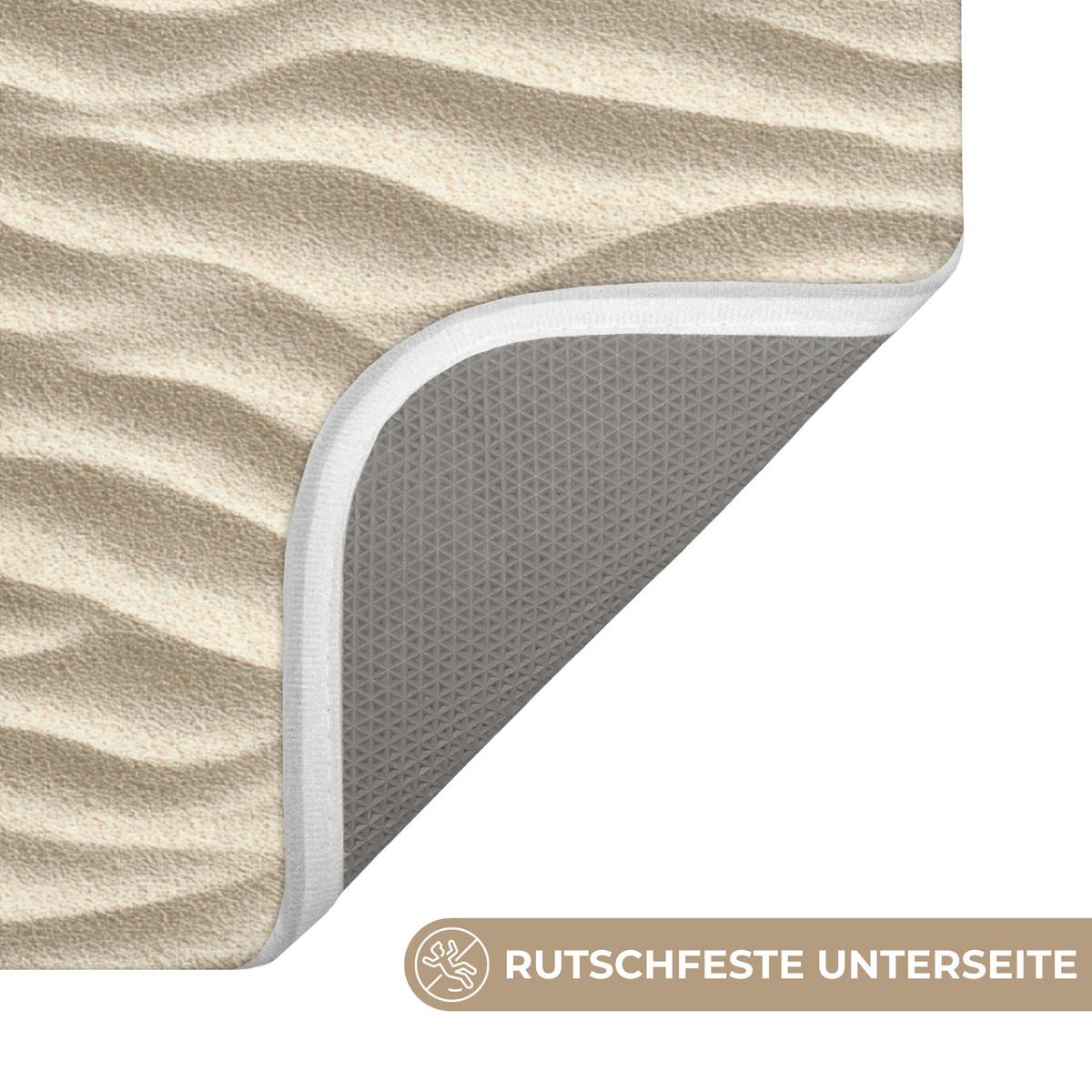 BADEMATTE Sand - Wellen - Beige 80x50 cm - Beige, Textil (80/50cm) - OnlyWow