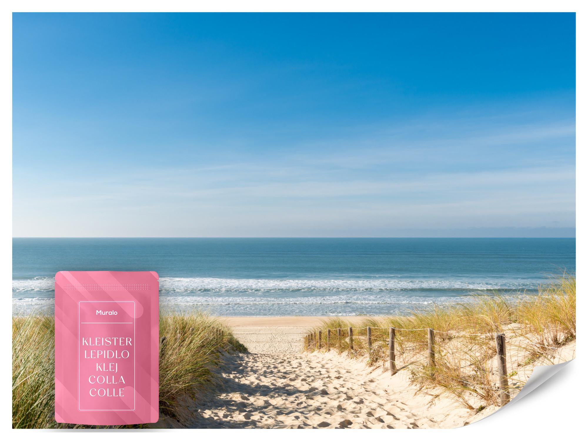 FOTOTAPETE Strand Meer Landschaft 3D 300x210 - Blau/Beige, Papier (300/210cm) - Muralo