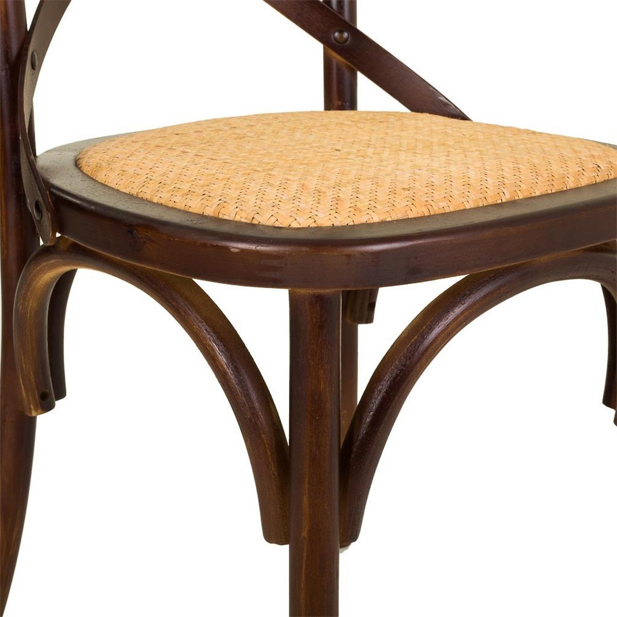 STUHL aus Holz und Rattan, braun, 44x42x46cm - Dunkelbraun, Holz (44/88/42cm) - Wanderlust
