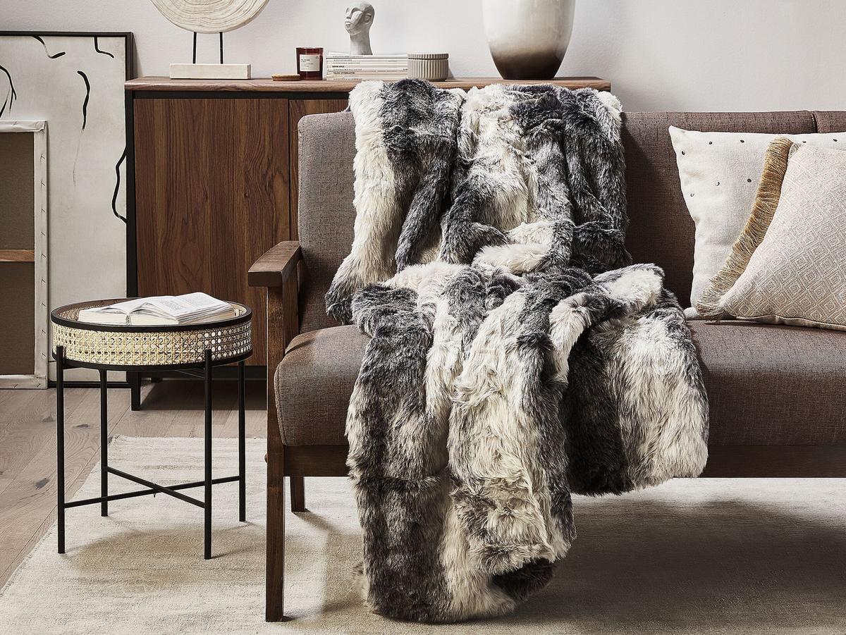 DECKE Grau Taza 150/200 cm - Grau, Textil (150/200cm) - Beliani