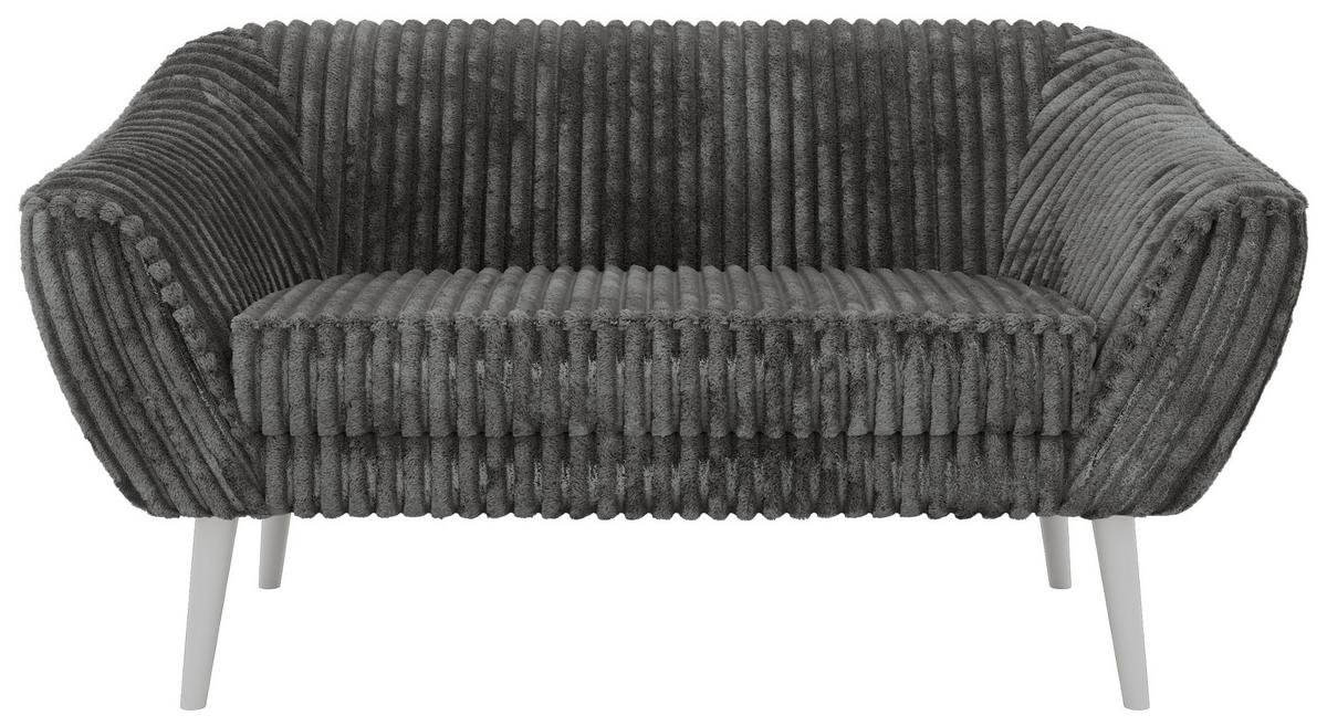 2-SITZER-SOFA PIRS - Grau Cord - Weiße Beine - Weiß/Grau, Holzwerkstoff/Textil (140/75/74cm) - MKS