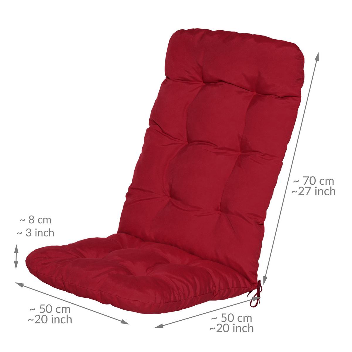 HOCHLEHNERAUFLAGE Flair HL 120/50/8cm Rot (4tlg) - Rot, Textil (50/8/120cm) - Beautissu 